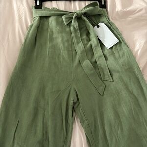 Linen blend paperbag pants culottes